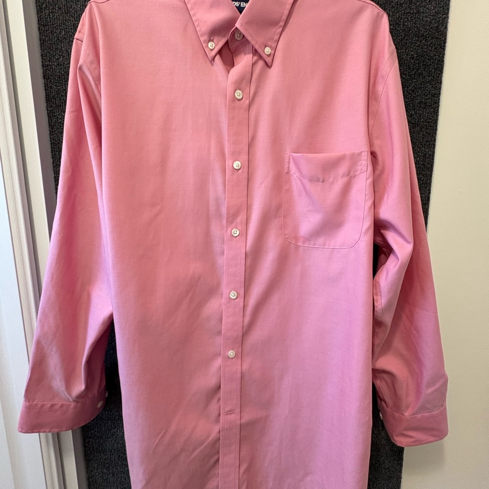 Lands' End Men's No-Iron Supima Pink Dress Shirt
